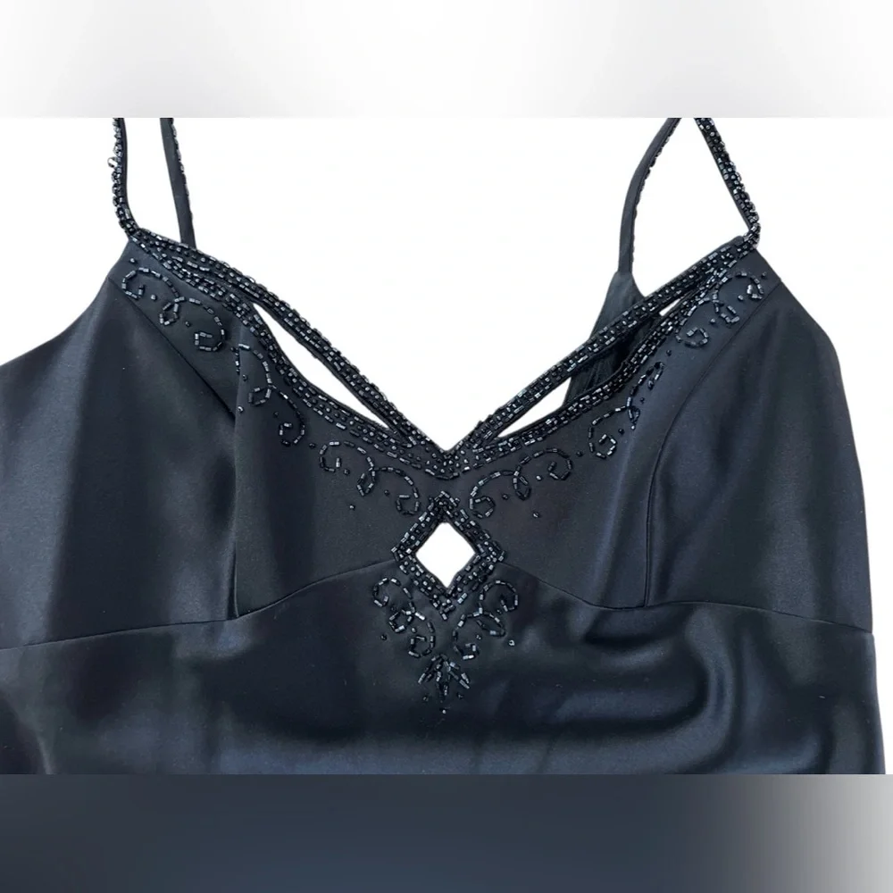 LN Dave & Johnny Laura Ryner Slip beaded gown dress black Christmas 10 11 12 - Picture 10 of 11